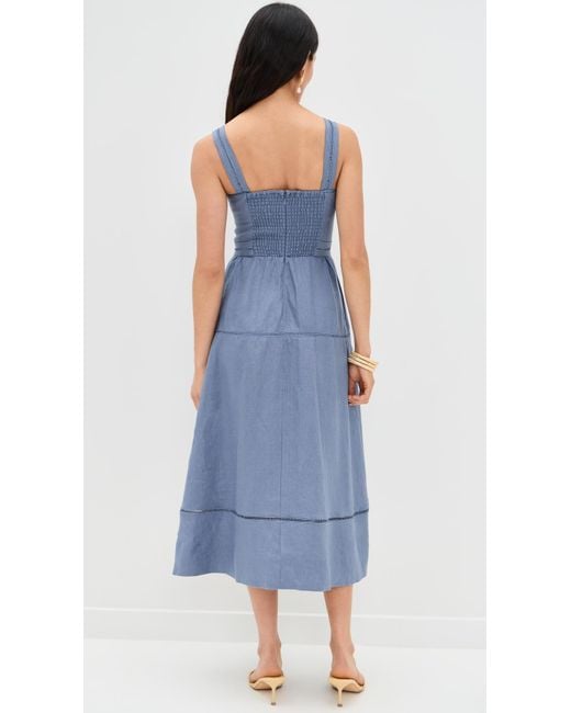 Reformation Blue Everett Linen Dress