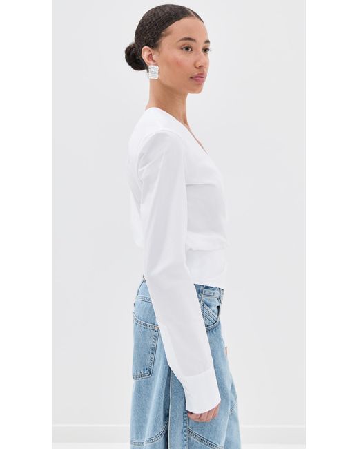 The Attico White V Neck Blouse