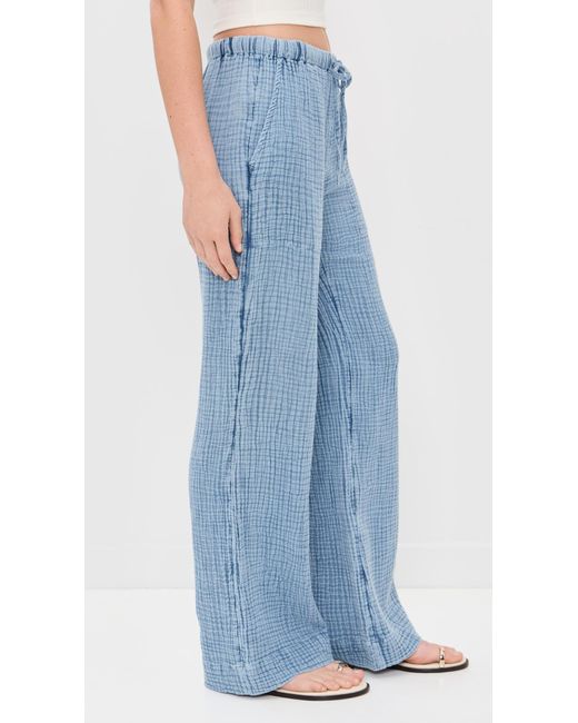 Faherty Brand Blue Dune Cotton Gauze Drawstring Pants