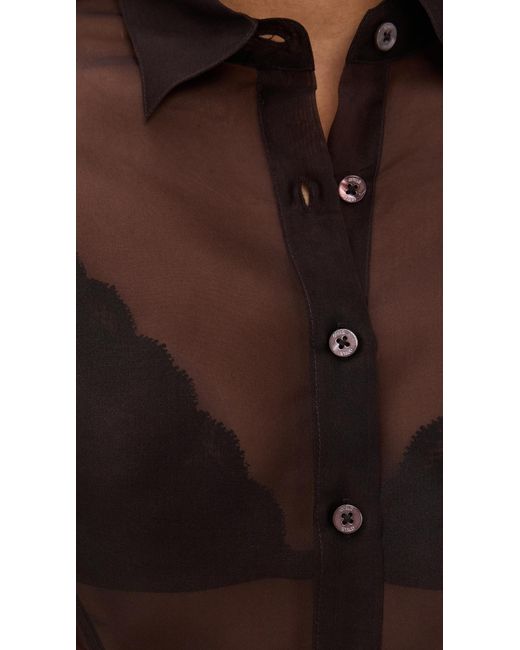 Staud Brown Aida Silk Top