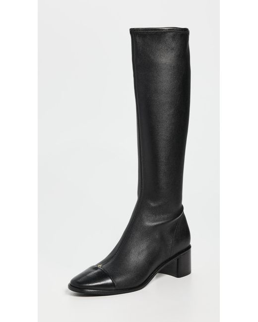 Tory Burch Black Cap Toe Knee High Boots