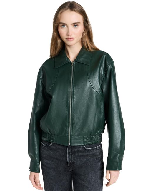 Moon River Green Waistband Leather Short Jacket
