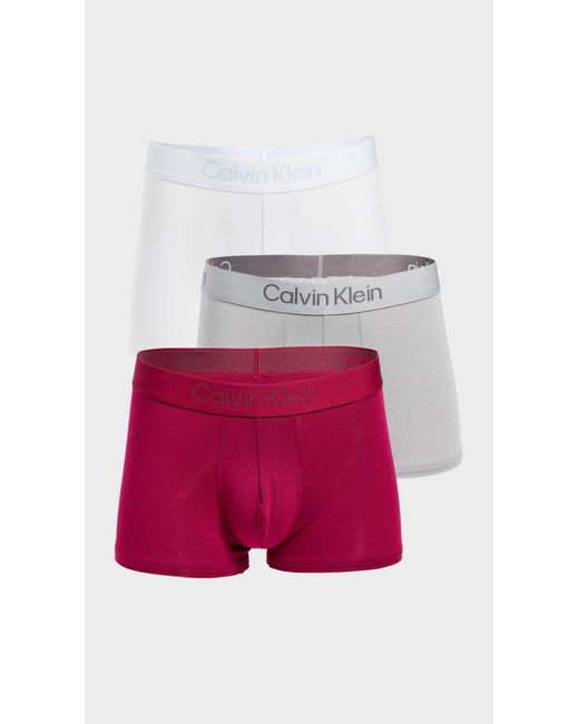 Calvin Klein Red Ultra Soft Modal Trunks 3 Pack for men