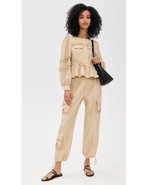 Cinq À Sept Natural Ruffle Nitsan Parachute Pants