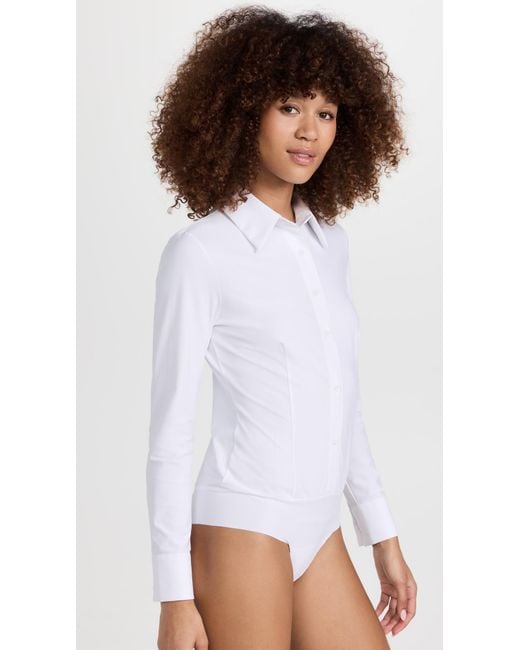 Commando White Classic Button Down Thong Bodysuit