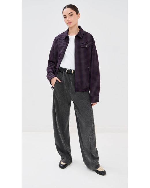 Tibi Blue Jules Wool Gingham Bomber Jacket