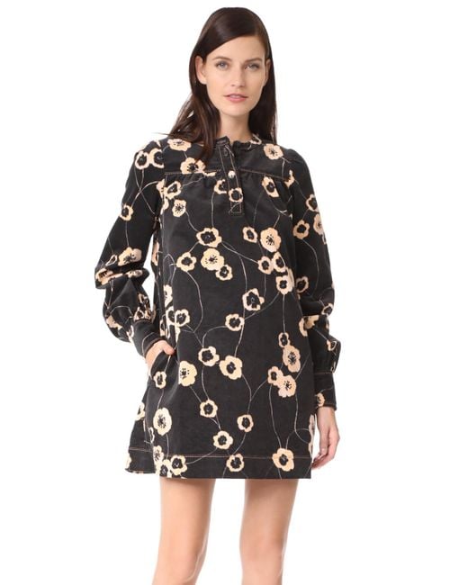 Marc jacobs Corduroy Baby Doll Dress in Black | Lyst