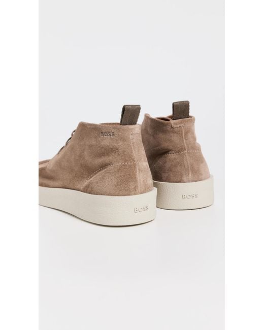 Boss White Clay Suede Desert Boots for men