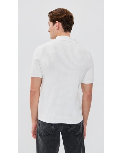 Polo Ralph Lauren White Cotton Johnny Collar Polo Sweater for men