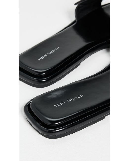 Tory Burch Black T Lock Slides
