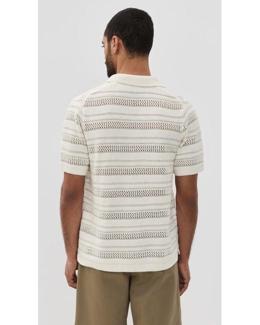 Marine Layer Natural Open Knit Button Down Sweater for men