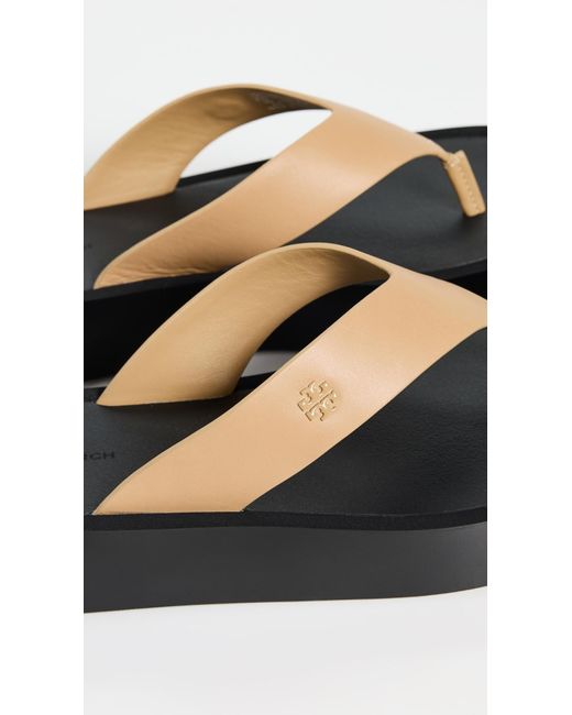 Tory Burch Black Leather Platform Flip Flops