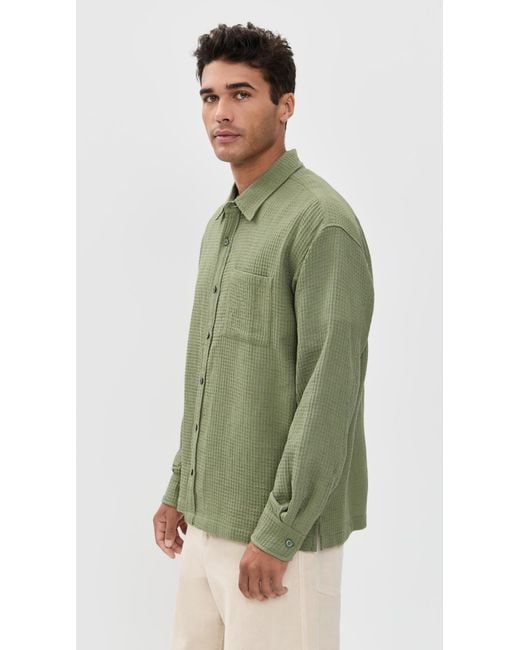 Bather Green Waffle Leisure Shirt for men