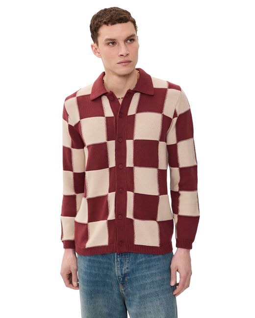 Far Afield Red Square Patchwork Sweater for men