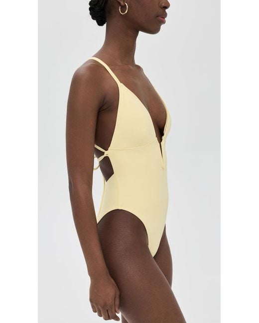 GOOD AMERICAN Yellow Deep V Compression Swimsuit