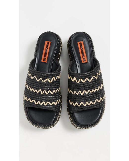 Simon Miller Black Zig Zag Raffia Cloudy Platform Sandals