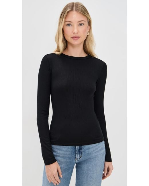 Madewell Black Modal Rib Long Sleeve Crew