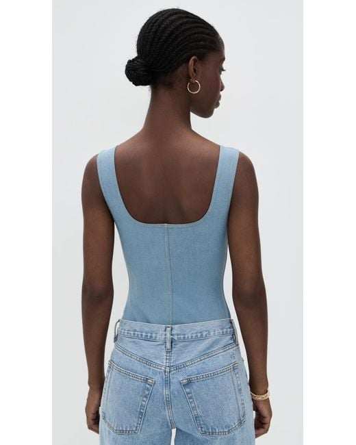 Commando Blue Do It All Denim Square Neck Thong Bodysuit