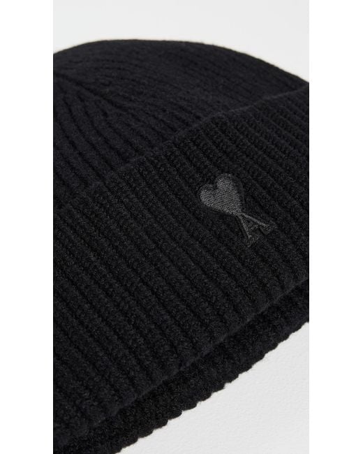 AMI Black Felted Beanie for men