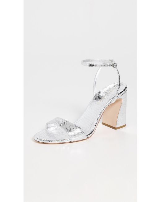 Loeffler Randall White Malia Curved Heel Simple Sandals With Ankle Wrap