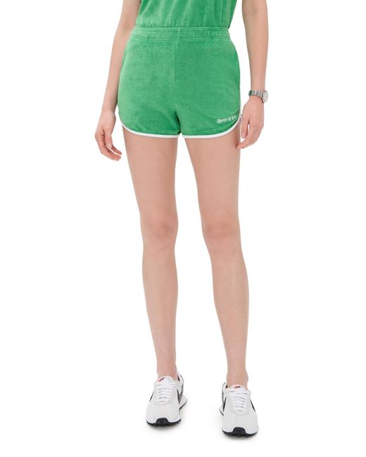 Sporty & Rich Green Italic Logo Terry Shorts