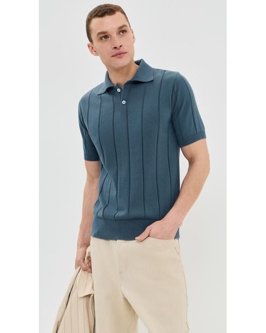 Far Afield Blue Jacobs Knit Polo for men