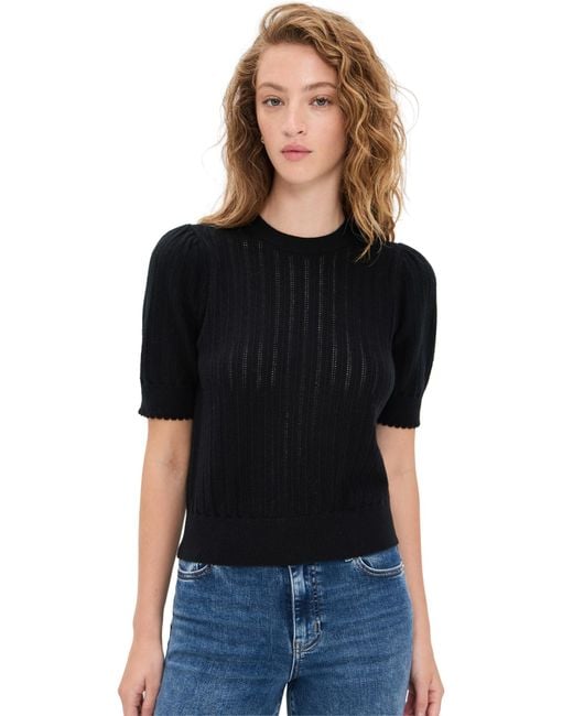 FRAME Black The Ladder Cashmere Pointelle Sweater