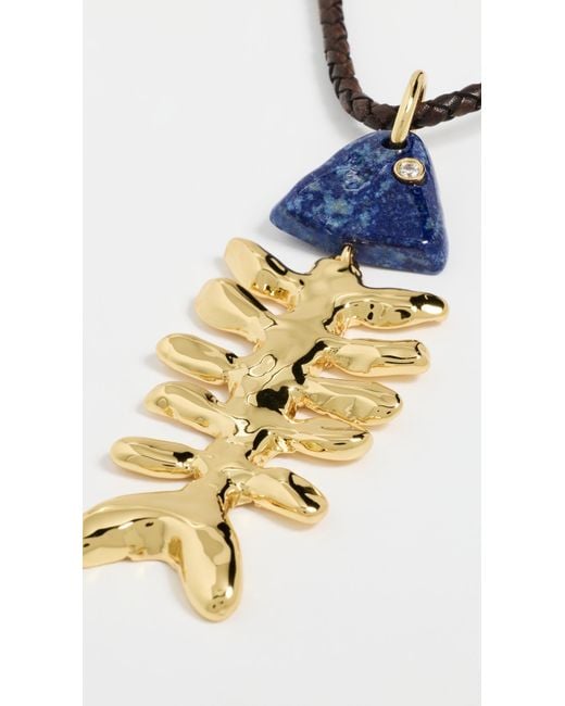 Eliou Blue Fish Bone Necklace