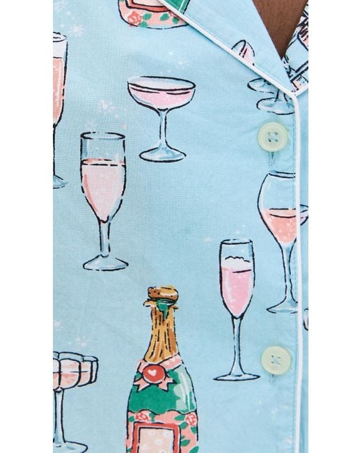 Printfresh Blue Champagne Tower Long Pj Set