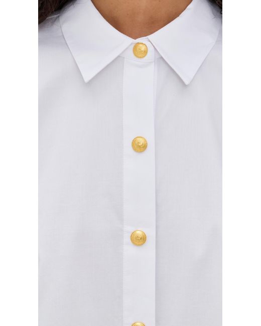 L'Agence White Cosette Crop High Low Shirt