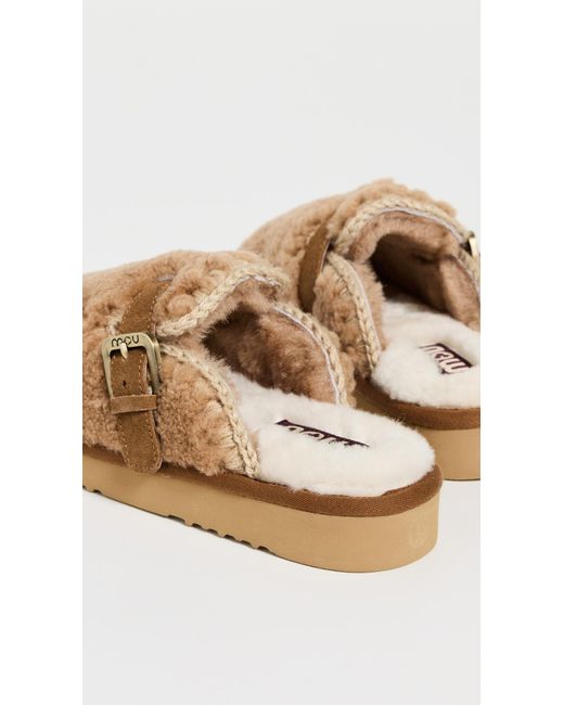 Mou White Curly Slippers