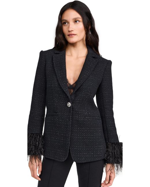 Cinq À Sept Black Static Boucle Feather Karlie Blazer