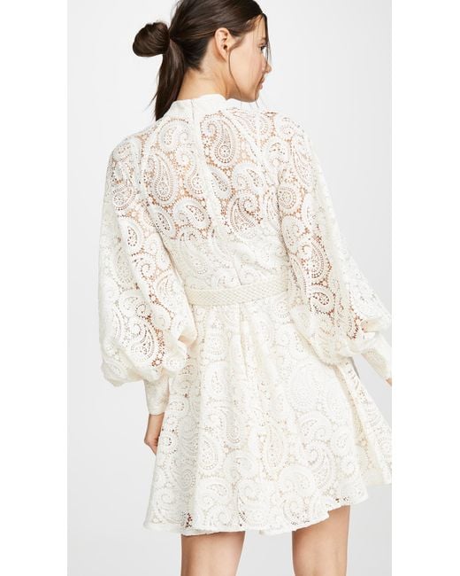 Zimmermann Amari Paisley Lace Short Dress in White | Lyst Zimmermann Amari Paisley Lace Short Dress in White | Lyst
