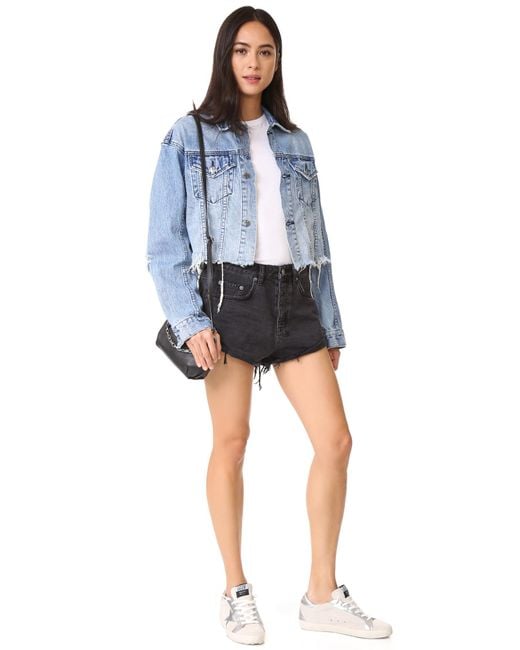 Ksubi Daggerz Crop Jean Jacket in Blue Lyst