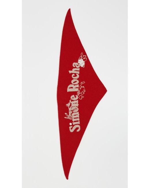 Simone Rocha Red Graphic Logo Knit Neckerchief