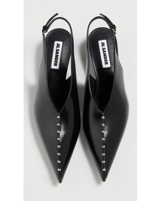 Jil Sander Black Sling Back Pumps