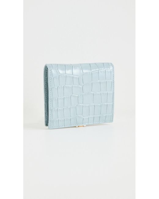 Strathberry Blue Crescent Wallet Croc/grain Leather