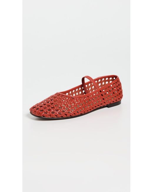 Madewell Red Greta Elastic Open Weave Mary Jane Flats