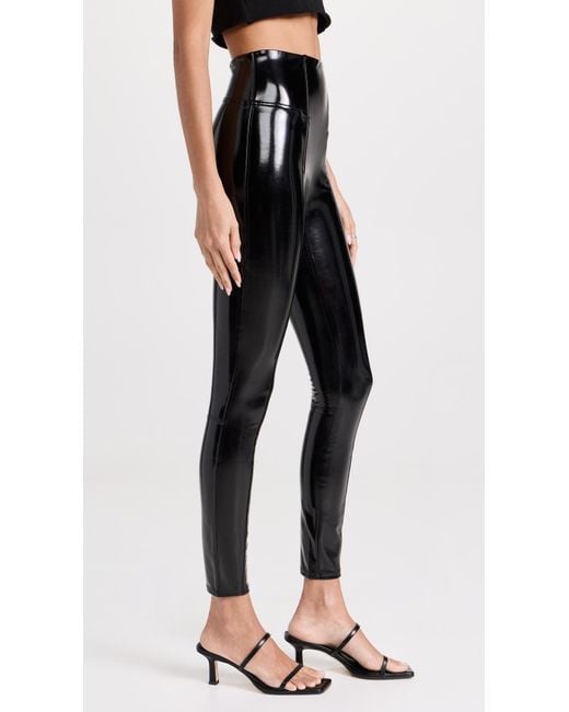 Stretch faux patent-leather leggings