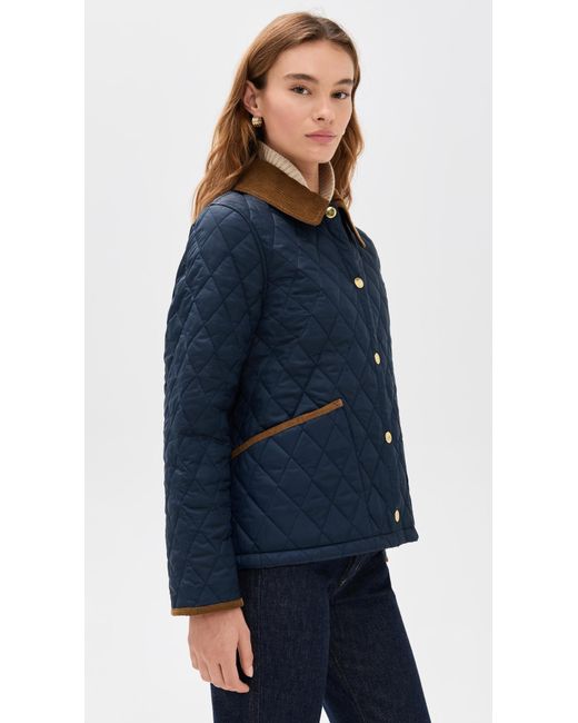 Barbour Blue Icons Cropped Liddesdale Quilted Barn Jacket
