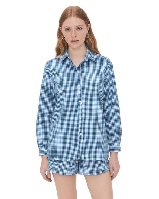 Playa Lucila Blue Button Down Top