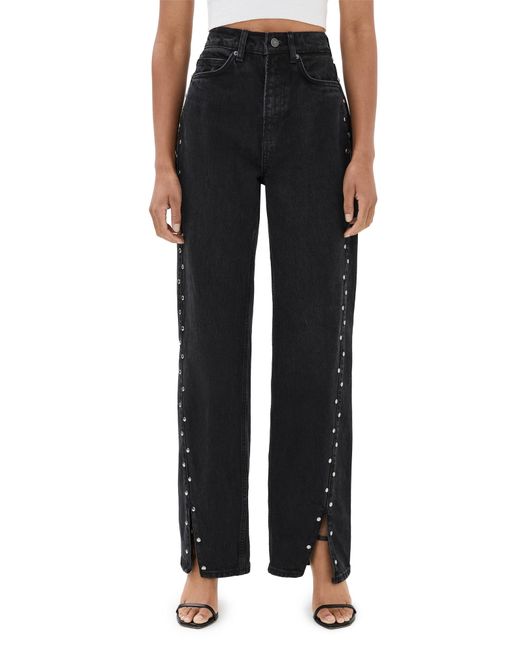 Reformation Black Cary High Rise Slouchy Straight Leg Jeans