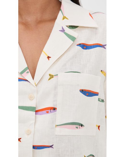 Staud White Daya Linen Top