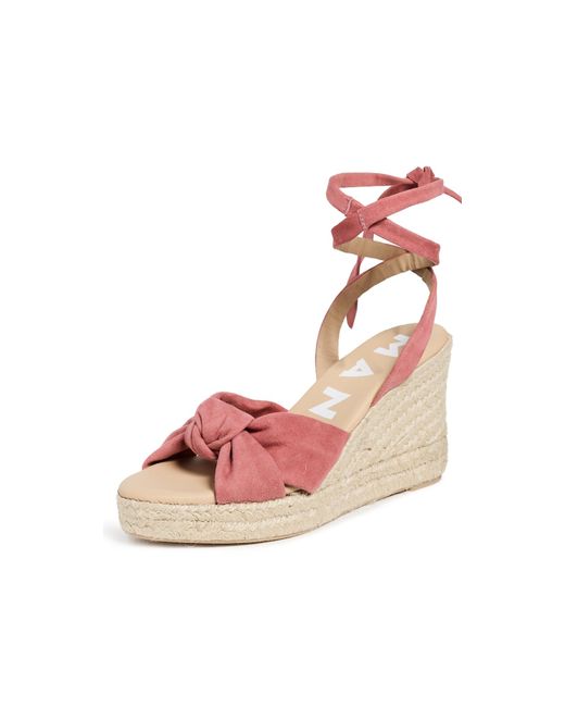 Manebí Pink Wedge Knotted Espadrilles