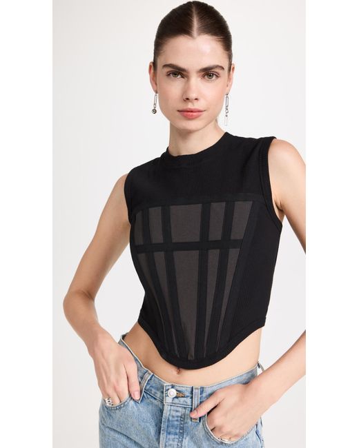 Dion Lee Cotton Jersey Rib Corset Tank in Charcoal/Black (Black) Lyst