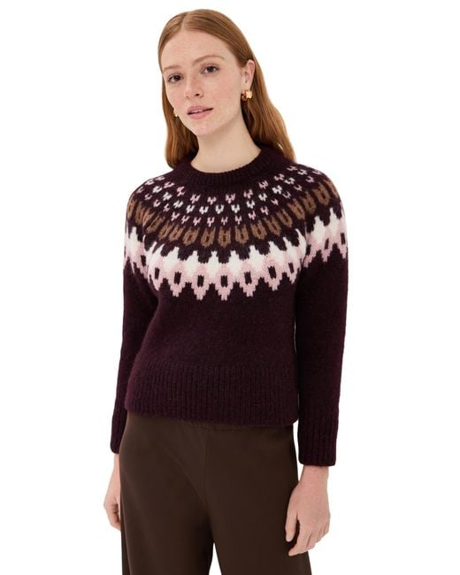 Veronica Beard Red Anne Fair Isle Pullover