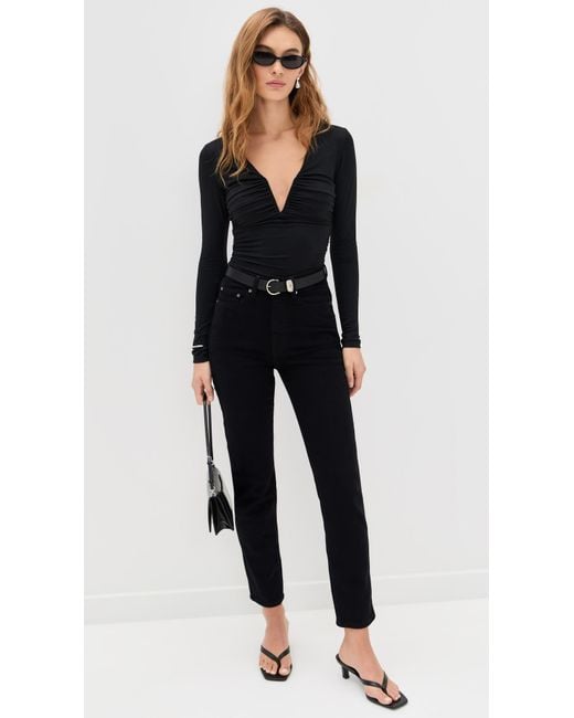 Susana Monaco Black V Neck Long Sleeve Top