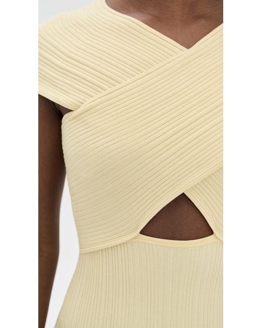 Self-Portrait Knit Lace Insert Midi Dress in Natural | Lyst Self-Portrait Knit Lace Insert Midi Dress in Natural | Lyst
