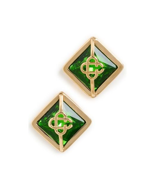 Casablancabrand Green Crystal Monogram Earrings