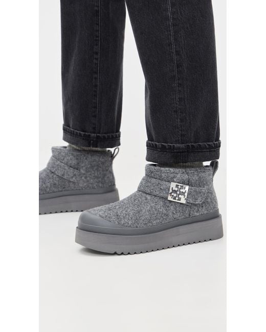 Tory Burch Gray Mellow Shearling Platform Boots